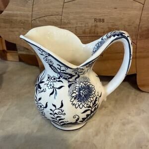 Vintage Enesco blue and white small Creamer or pitcher 5"
